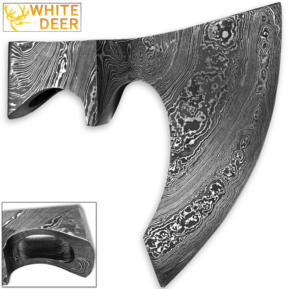 WHITE DEER Blank Axe Head Bit Damascus Steel Viking Hatchet Wildling Tomahawk