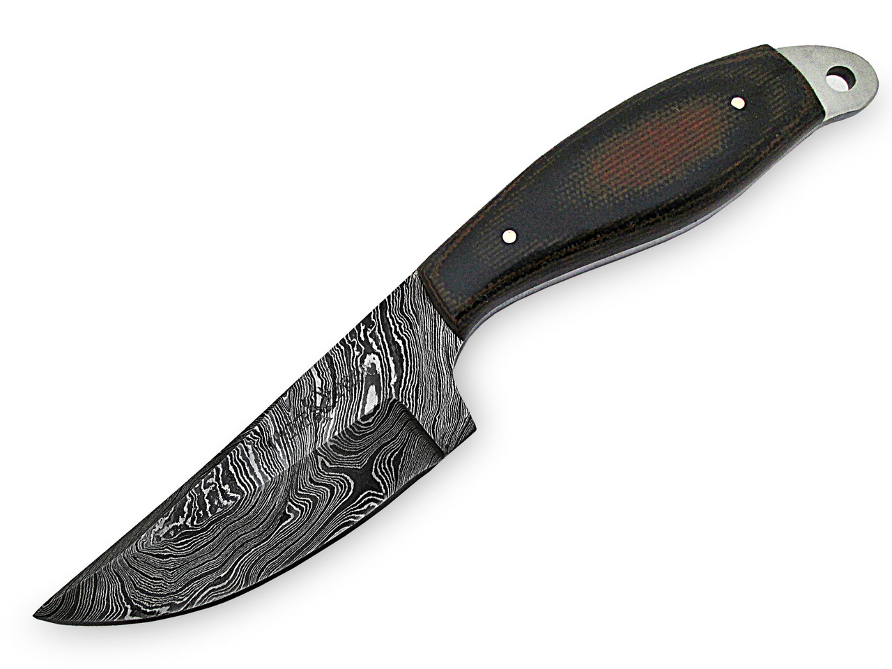 White Deer Expedition Damascus Steel Skinner Knife Micarta Handle