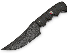 White Deer Tactical Operator Damascus Steel Knife Full Tang Grooved Micarta Handle