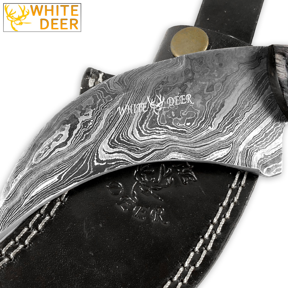 WHITE DEER Champion Karambit Knife Magnum Damascus Forged Steel