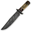 White Deer Damascus Steel 13" Alaska Mountains Wolf Bowie Knife Damascus Guard