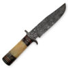 White Deer Damascus Steel 13" Alaska Mountains Wolf Bowie Knife Damascus Guard