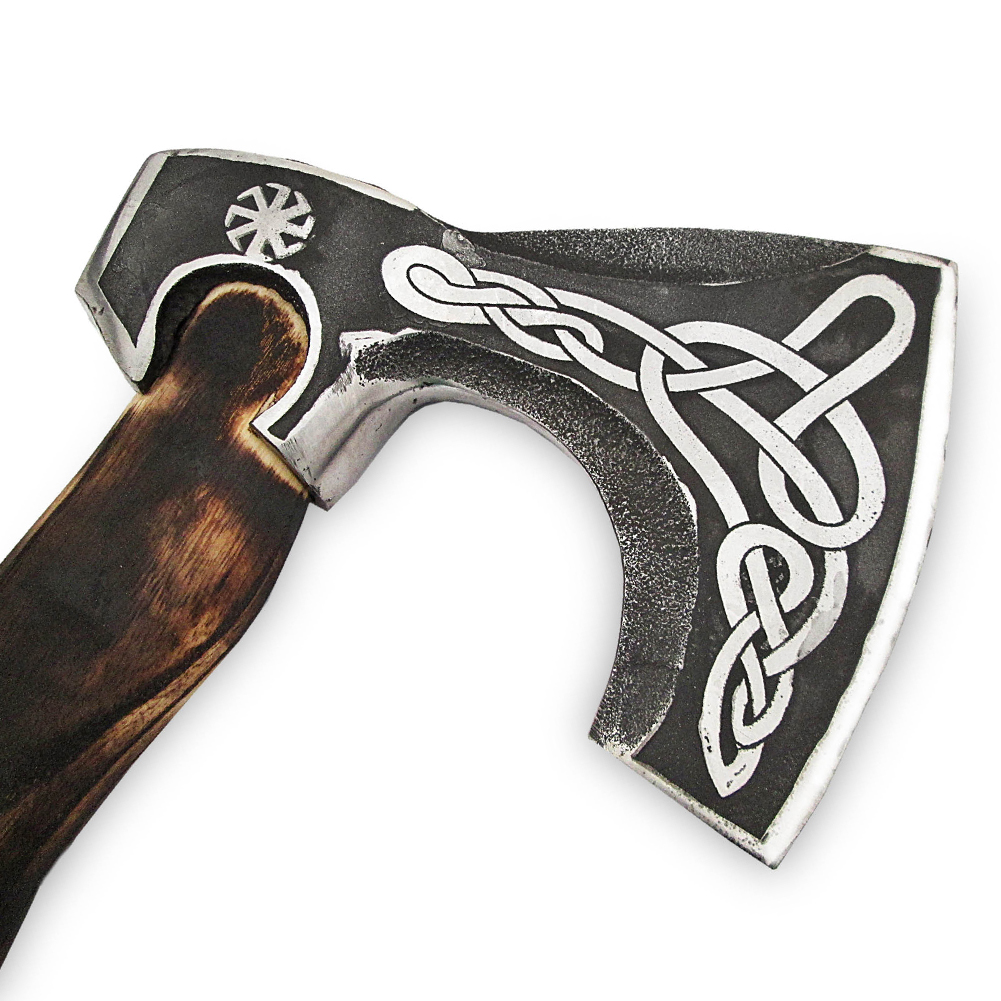 Axe Bogatyr Hand Made 1095 Forge Steel ASH Wood Burn Handle