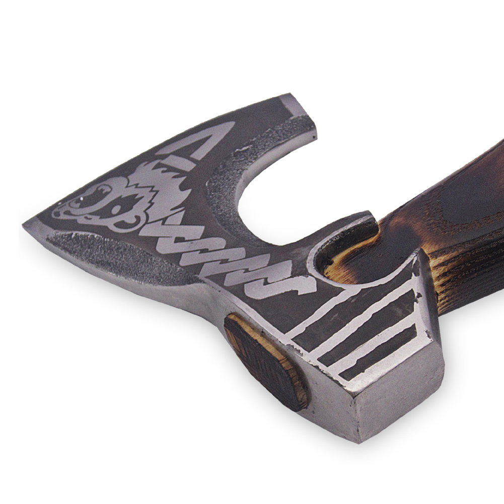 Hand Forge Alaska Brown Bear Head Etched Axe