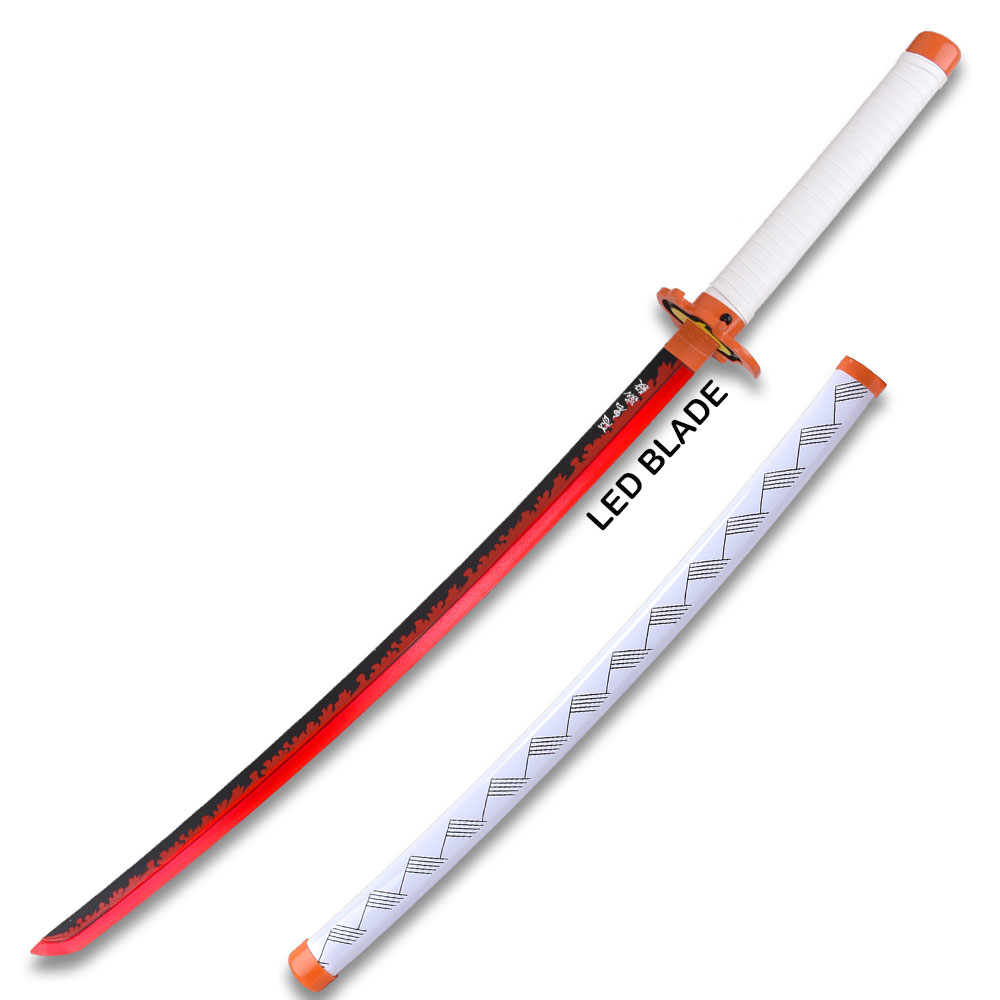 DEMON SLAYER - Kyojuro Rengoku Red Nichirin Sword LED Light-Up Wood Blade!