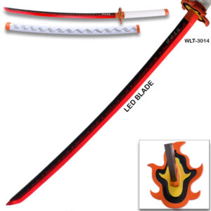 DEMON SLAYER - Kyojuro Rengoku Red Nichirin Sword LED Light-Up Wood Blade!