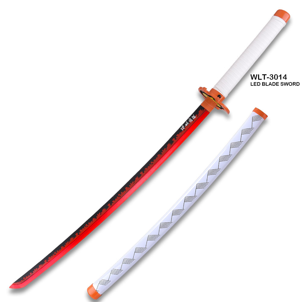 DEMON SLAYER - Kyojuro Rengoku Red Nichirin Sword LED Light-Up Wood Blade!