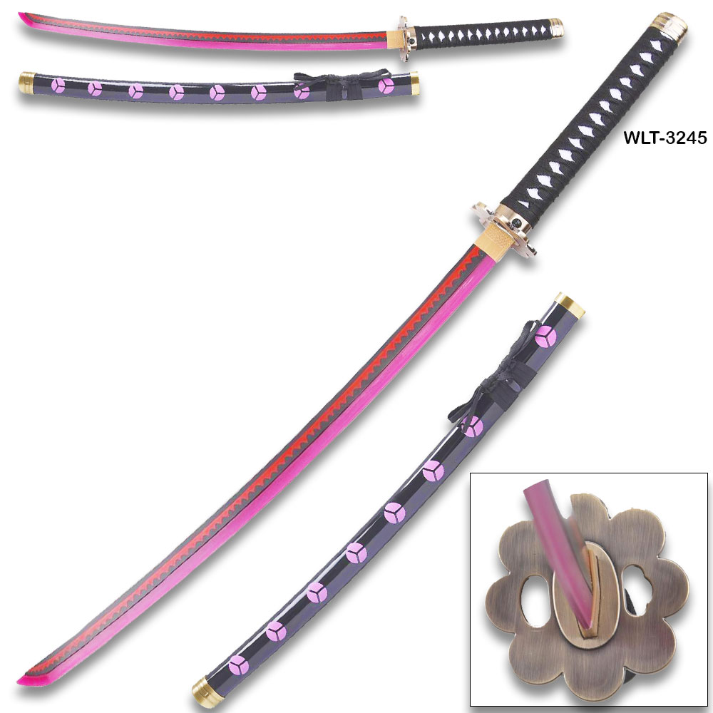 Roronoa Zoro's Shusui One Piece Anime Sword Red Hamon LED Light-Up Wood Blade!