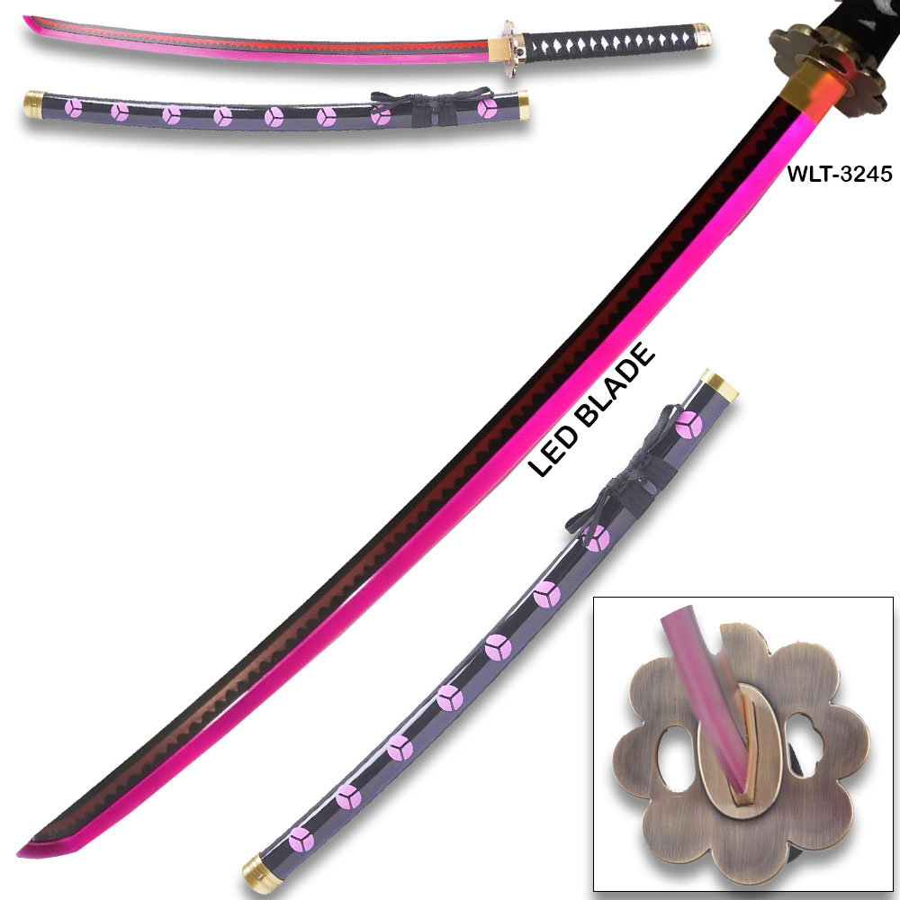 Roronoa Zoro's Shusui One Piece Anime Sword Red Hamon LED Light-Up Wood Blade!