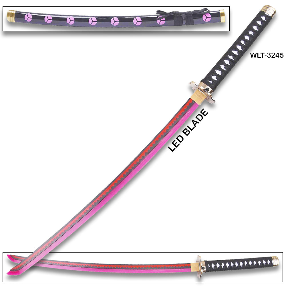 Roronoa Zoro's Shusui One Piece Anime Sword Red Hamon LED Light-Up Wood Blade!