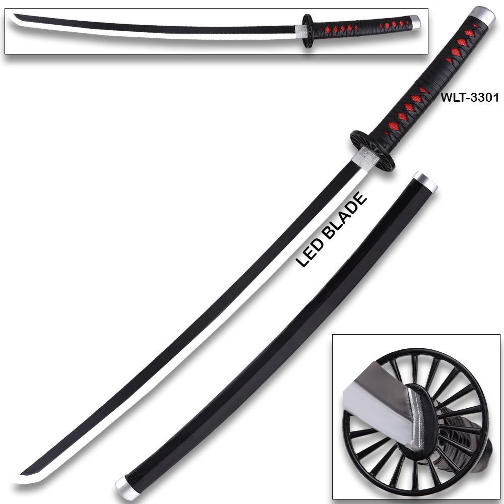 DEMON SLAYER - Wood TANJIRO Kamado Black NICHIRIN Sword LED Light-Up Wood Blade!