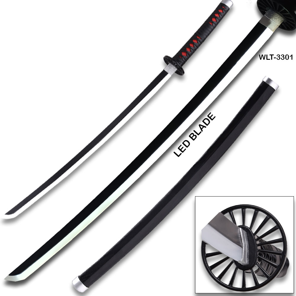 DEMON SLAYER - Wood TANJIRO Kamado Black NICHIRIN Sword LED Light-Up Wood Blade!
