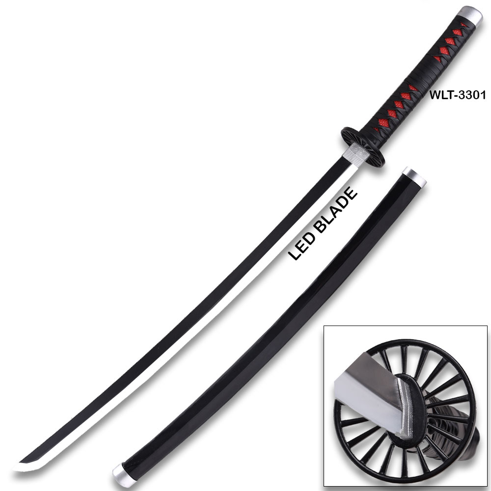 DEMON SLAYER - Wood TANJIRO Kamado Black NICHIRIN Sword LED Light-Up Wood Blade!