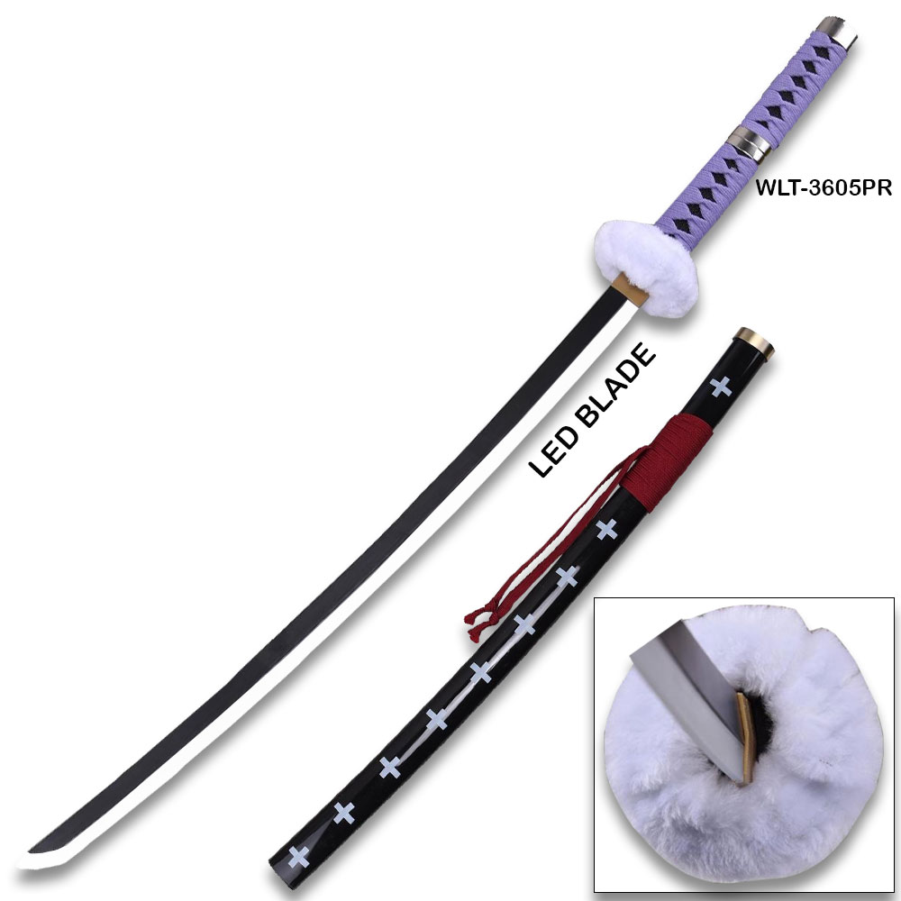 One Piece Anime Surgeon of Death Doctor Trafalgar Law Purple LED Light-Up Wood Blade!