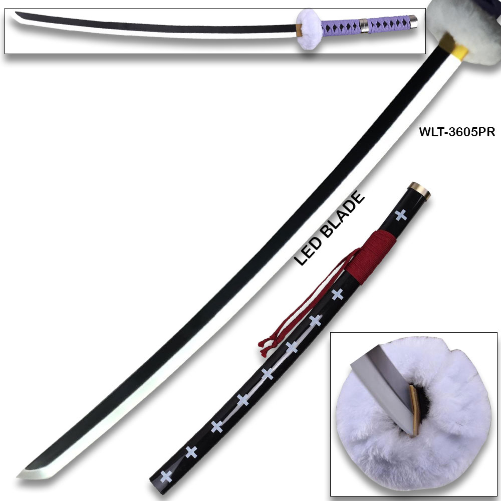 One Piece Anime Surgeon of Death Doctor Trafalgar Law Purple LED Light-Up Wood Blade!