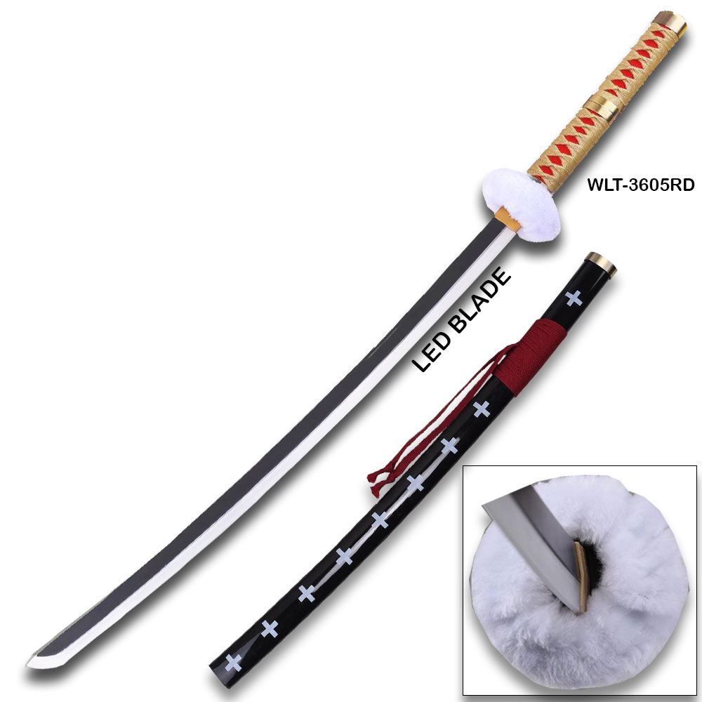 One Piece Anime Surgeon of Death Doctor Trafalgar Law Red Wood Sword LED Light-Up Wood Blade!