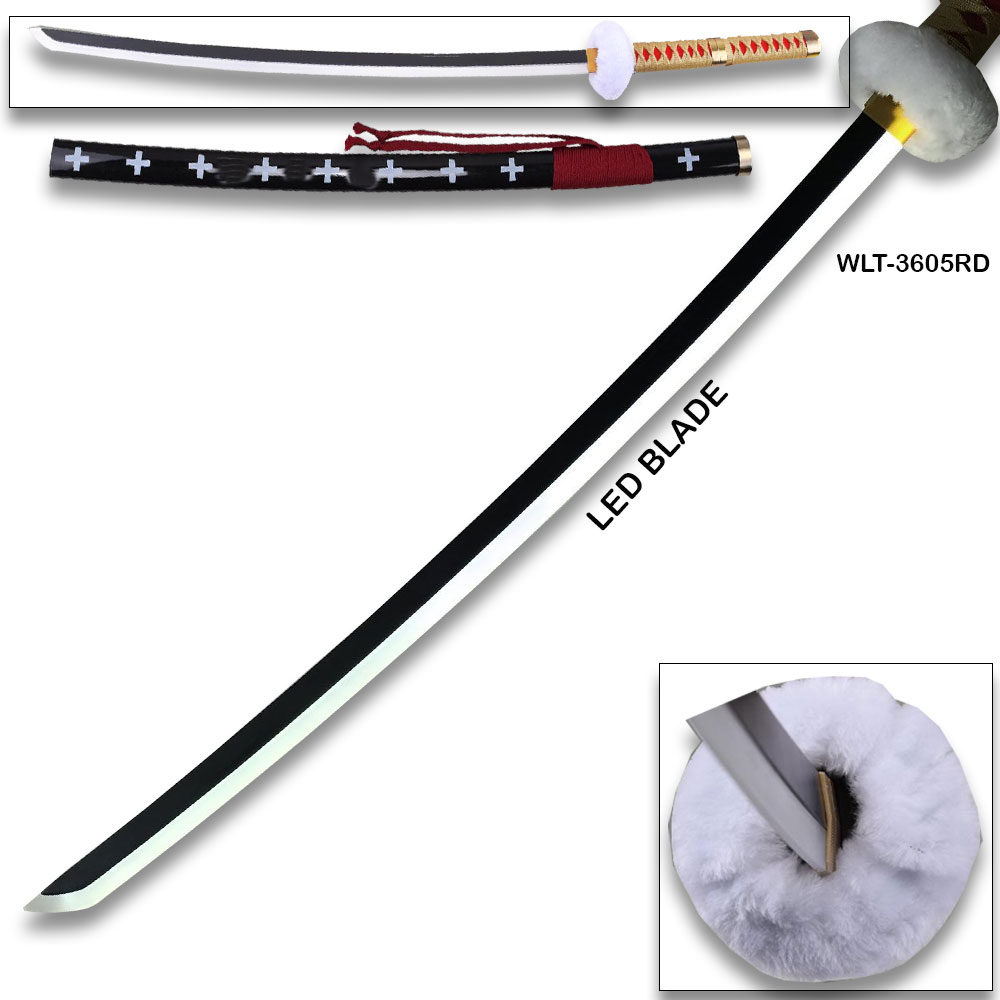 One Piece Anime Surgeon of Death Doctor Trafalgar Law Red Wood Sword LED Light-Up Wood Blade!