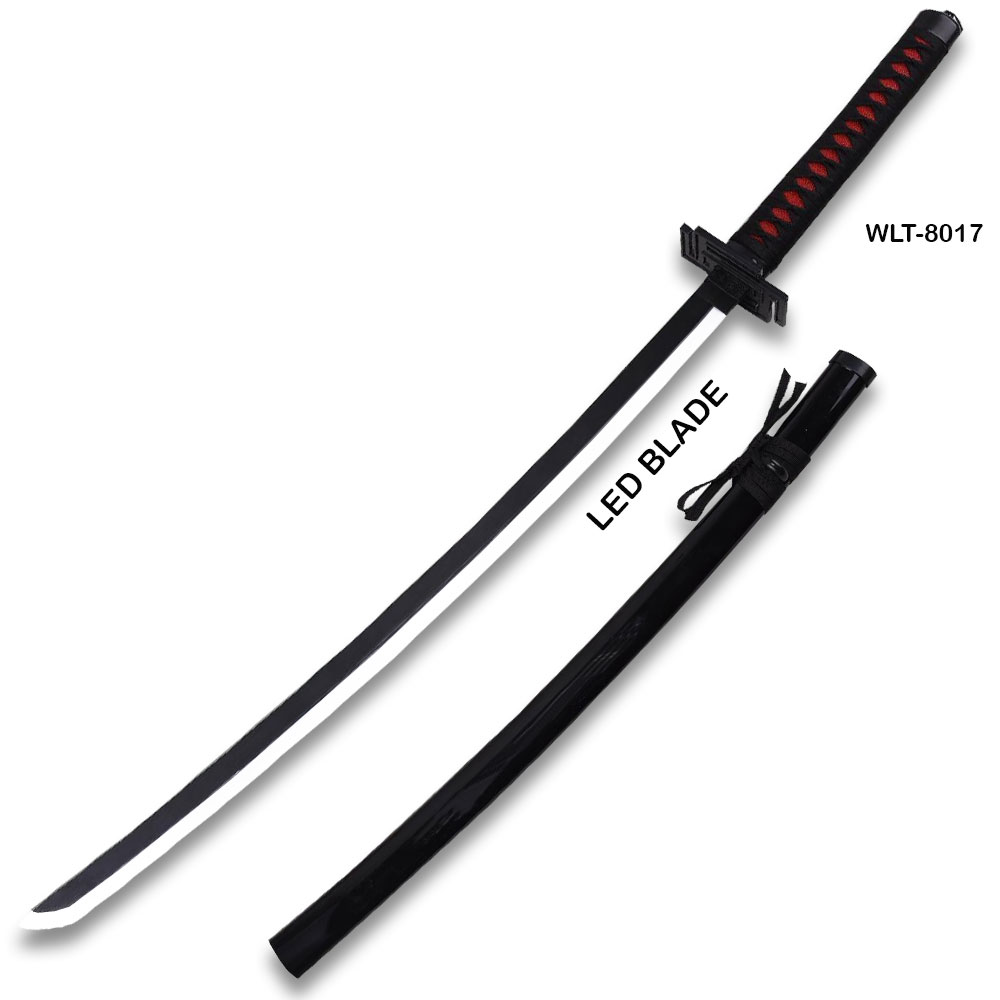 Best Anime Hero Wood Sword And Plastic Black Scabbard LED Light-Up Wood Blade!