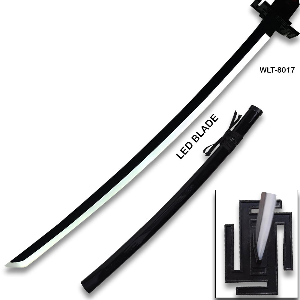 Best Anime Hero Wood Sword And Plastic Black Scabbard LED Light-Up Wood Blade!