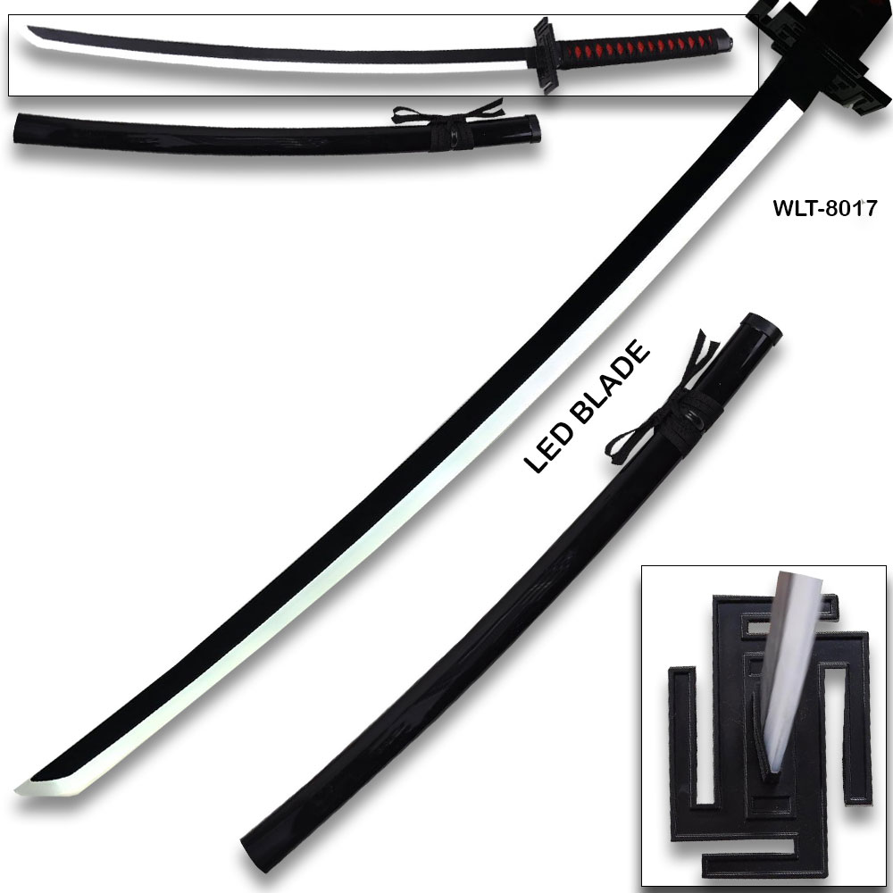 Best Anime Hero Wood Sword And Plastic Black Scabbard LED Light-Up Wood Blade!