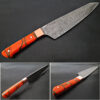 Solid Resin Grip Santoku Forged Chef Knife Damascus 1095 HC Steel by White Deer