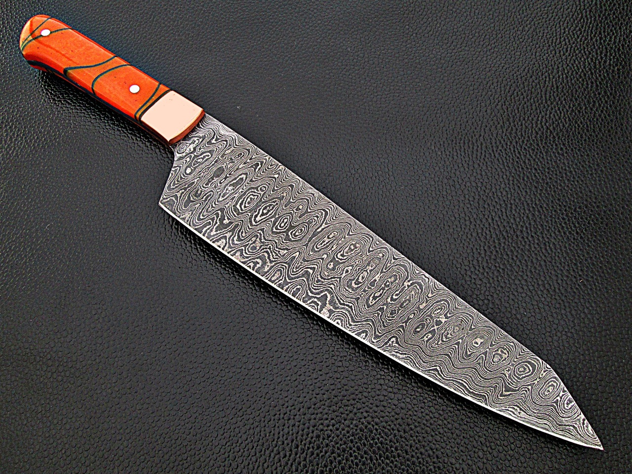 Solid Resin Grip Santoku Forged Chef Knife Damascus 1095 HC Steel by White Deer