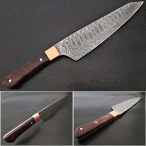 Cocobolo Wood Grip Santoku Forged Chef Knife Damascus 1095 HC Steel by White Deer