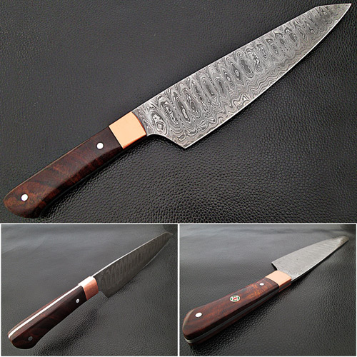 Cocobolo Wood Grip Santoku Forged Chef Knife Damascus 1095 HC Steel by White Deer