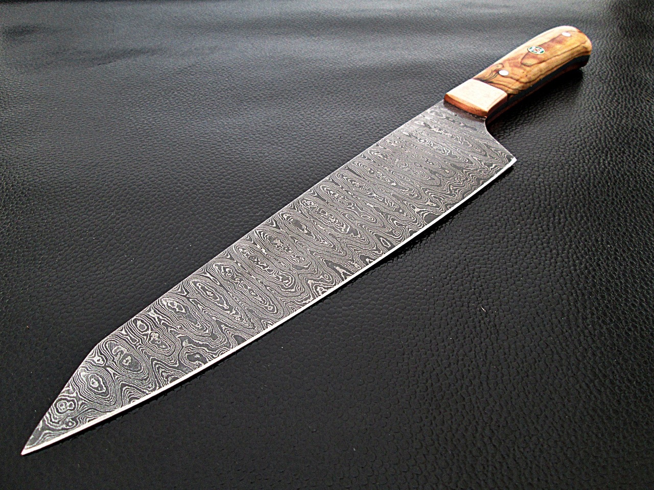 Gyuto Forged Chef Knife Olivewood Handle Damascus 1095 HC Steel by White Deer