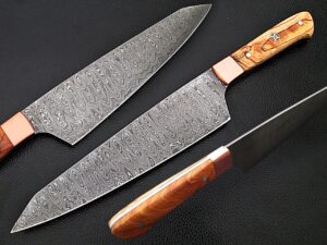 Gyuto Forged Chef Knife Olivewood Handle Damascus 1095 HC Steel by White Deer