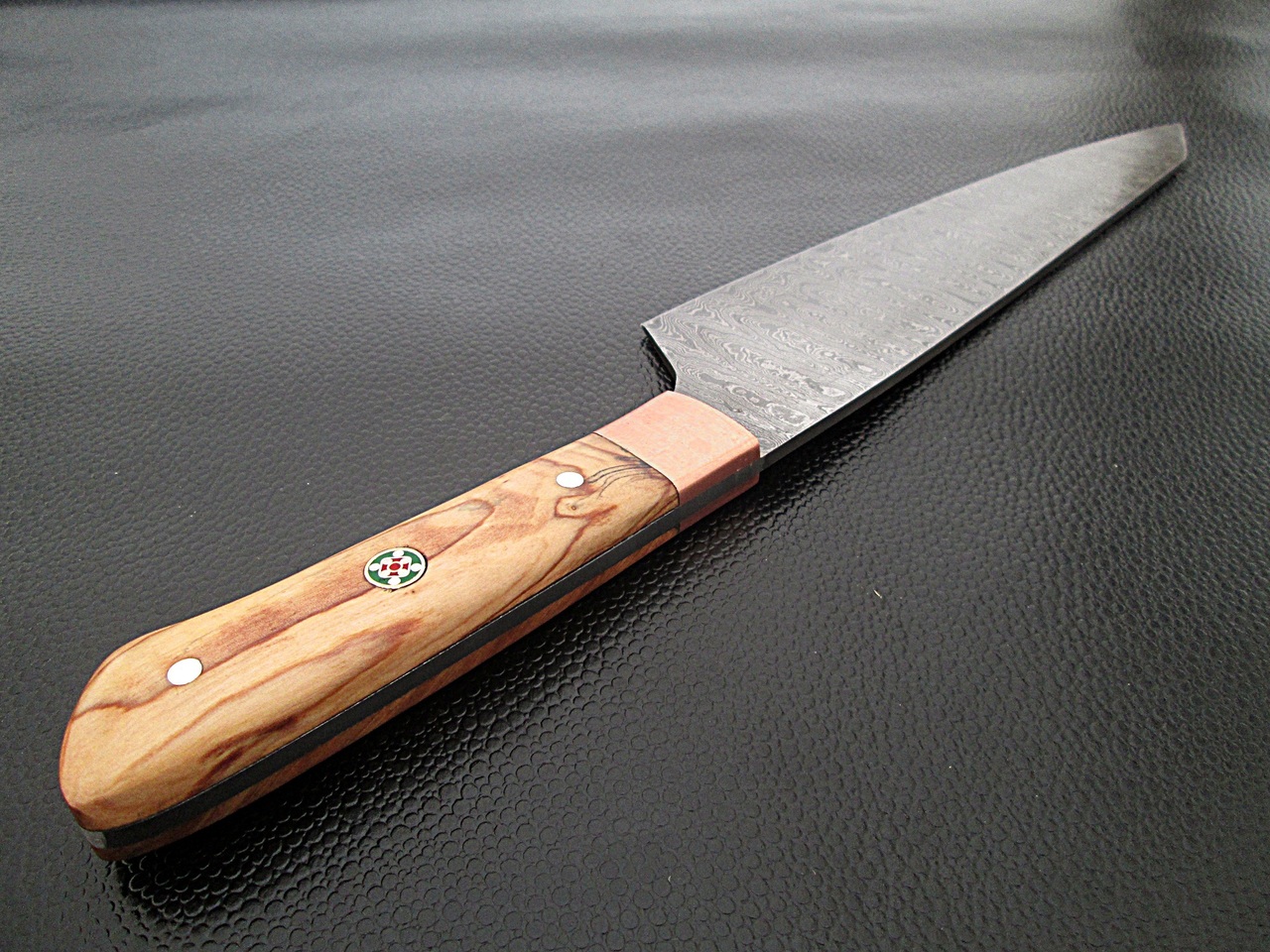 Gyuto Forged Chef Knife Olivewood Handle Damascus 1095 HC Steel by White Deer