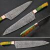 Pacific Rim Santoku Forged Chef Knife Resin Grips Damascus 1095 HC Steel by White Deer