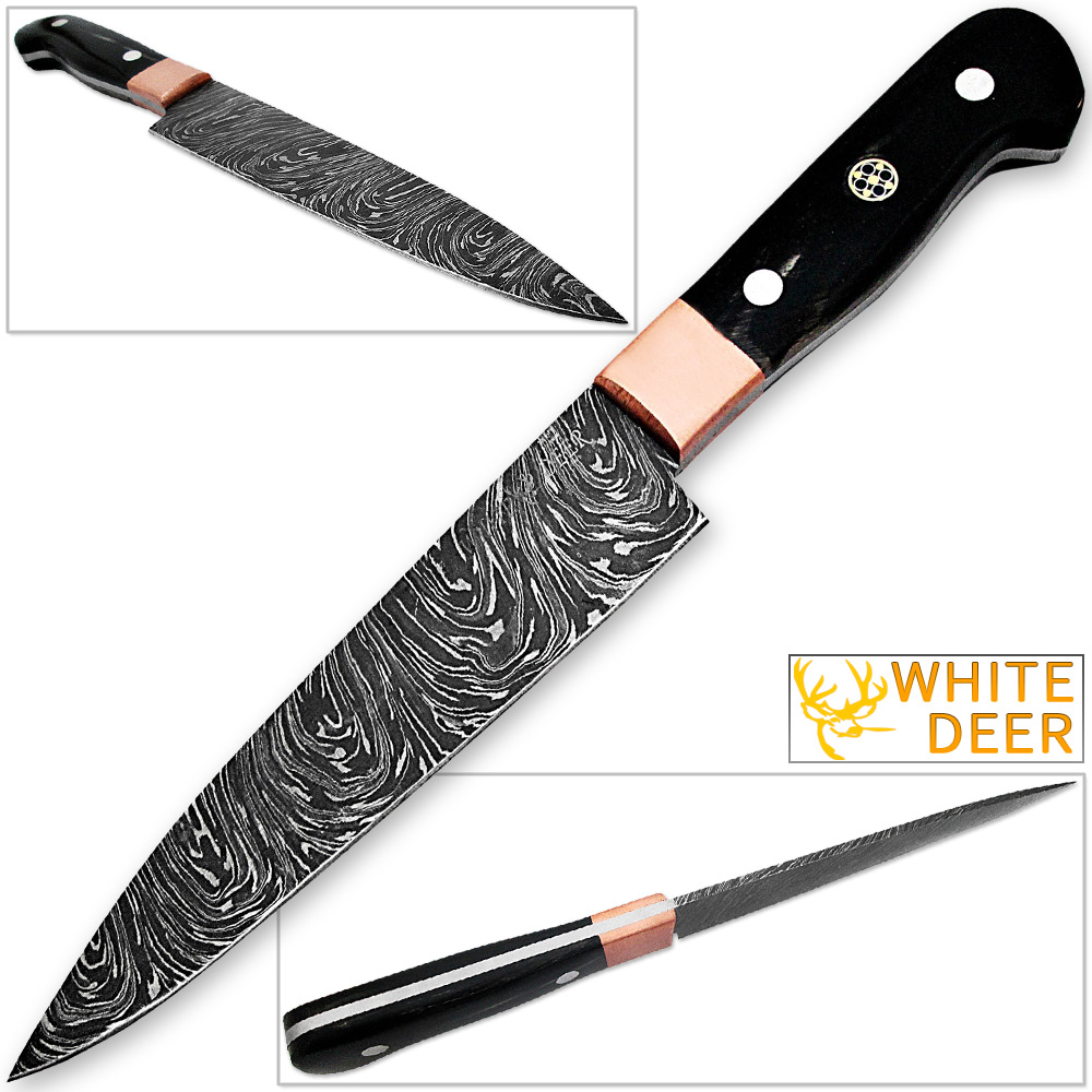 Horned Handle Paring Knife Pro Chef Cutlery Damascus Steel 1095 HC by White Deer