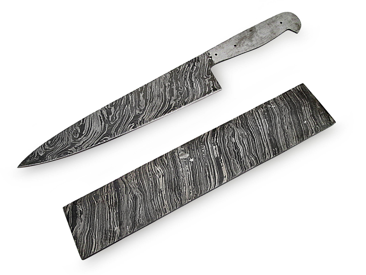 White Deer Damascus Steel LONG FIRE Pattern Billet Forge Welded 10in x 2in x 5.5mm Raw