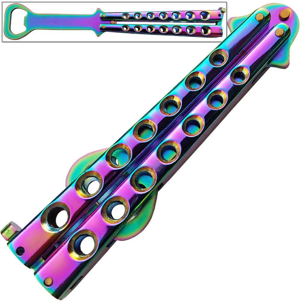 Titanium Bartender Bottle-Fly Butterfly Knife Trainer Bottle Ope