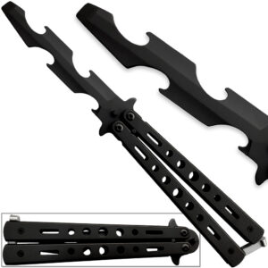 Bottle Popping Balisong Training BLACK Butterfly Bottle Opener Knife Style Metal