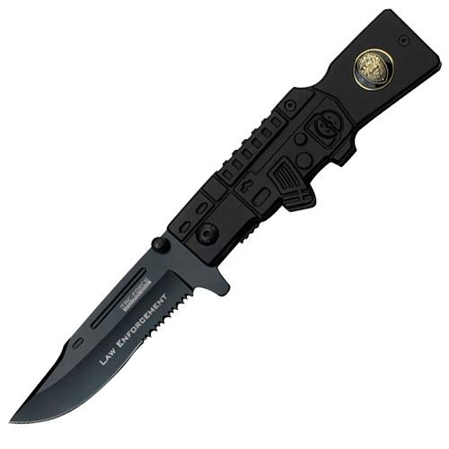 Legal Automatic' Knife "Police" M-16 Style Spring Assist