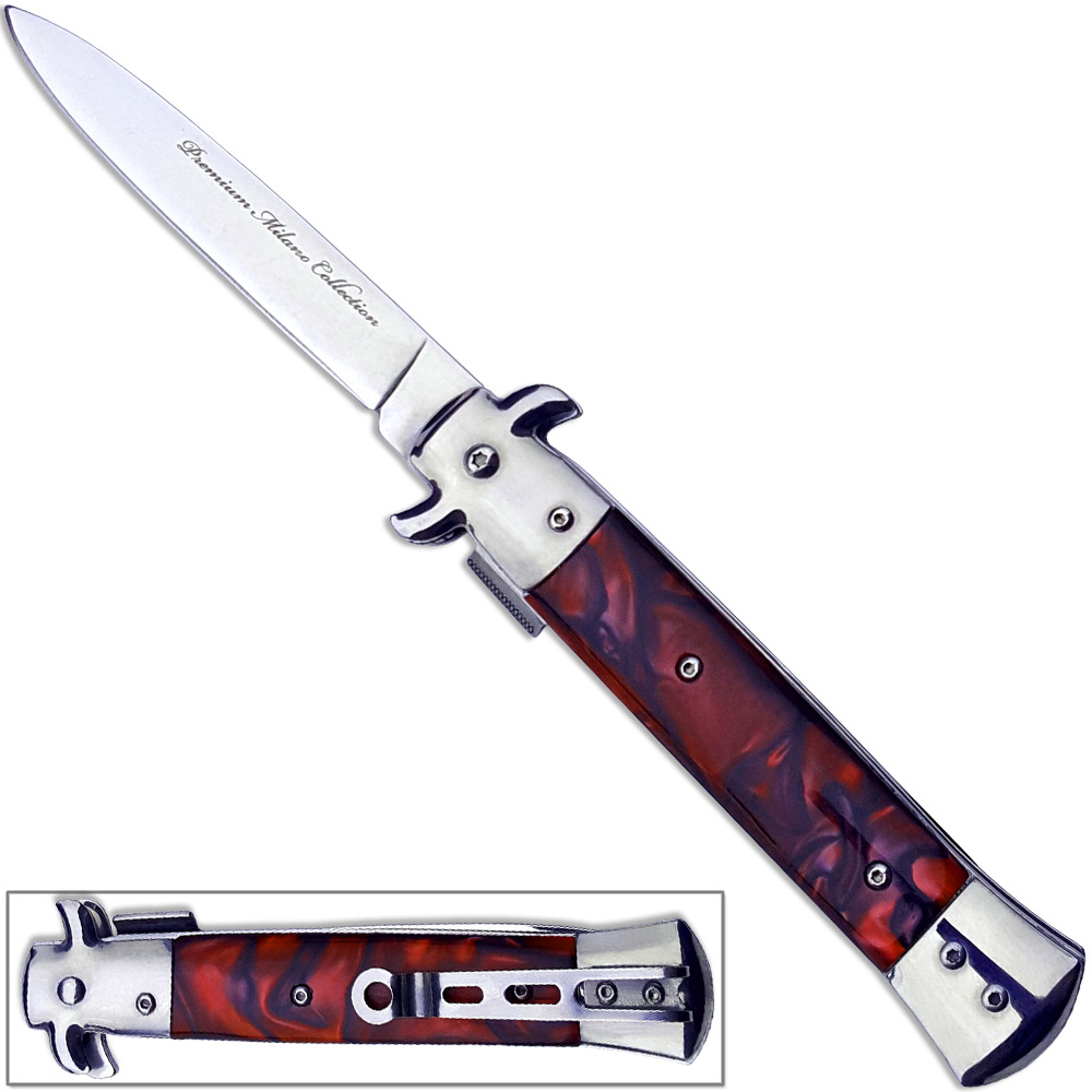 Premium Milano Collection  Spring Assist Knife - Red