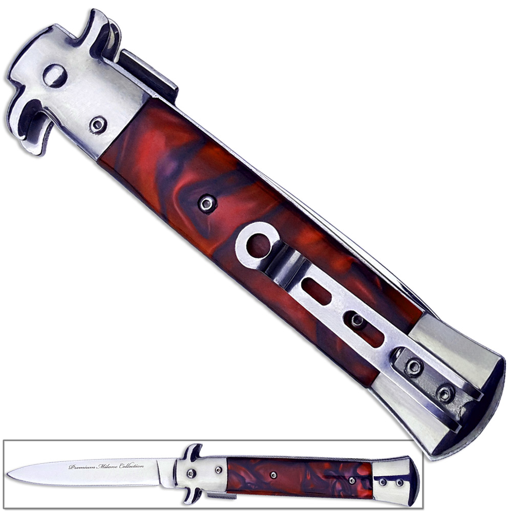 Premium Milano Collection  Spring Assist Knife - Red
