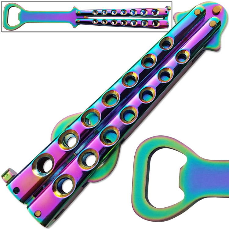 Titanium Bartender Bottle-Fly Butterfly Knife Trainer Bottle Ope