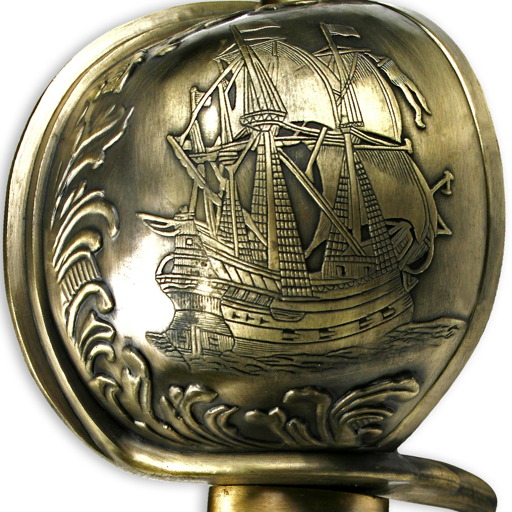 Captain Blackbeard Pirate Sword & Scabbard Saber Naval Galleon Ship Motif