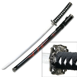 CARVED Red DRAGON  Scabbard Samurai Katana Sword