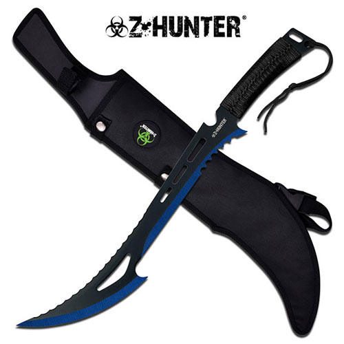 Blue Renegade Zombie Killer Machete With Sheath