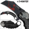Z-HUNTER Zombie Tactical Karambit Black Knife Assisted-O Glass Breaker Finger Ring