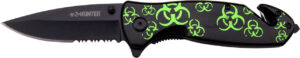Z-Hunter Biohazard Emergency Folder Knife with Aluminum Handle, Black/Green