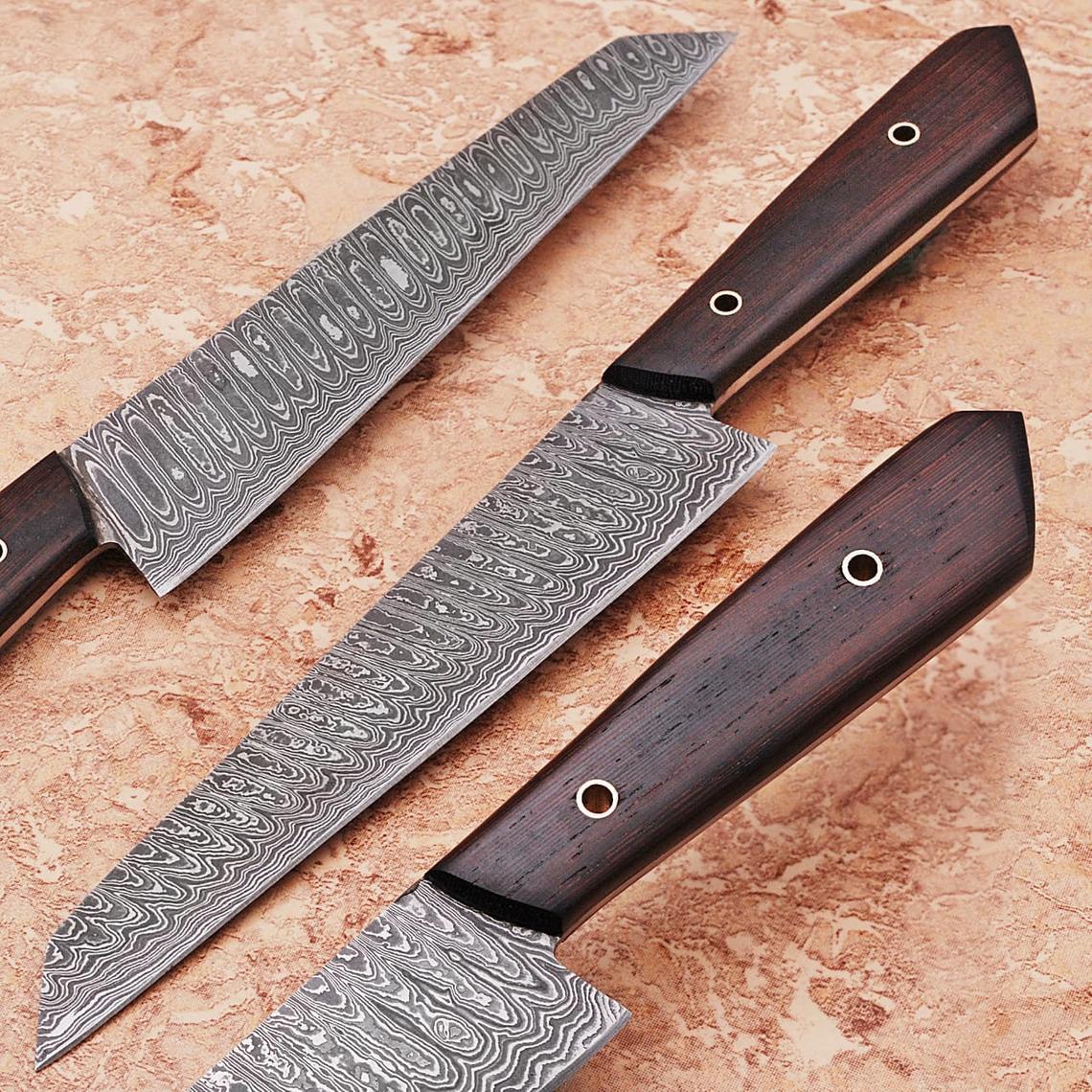 Custom Hand Made Damascus Wangi Wood Handle Special Edition Kitchen Chef Knife