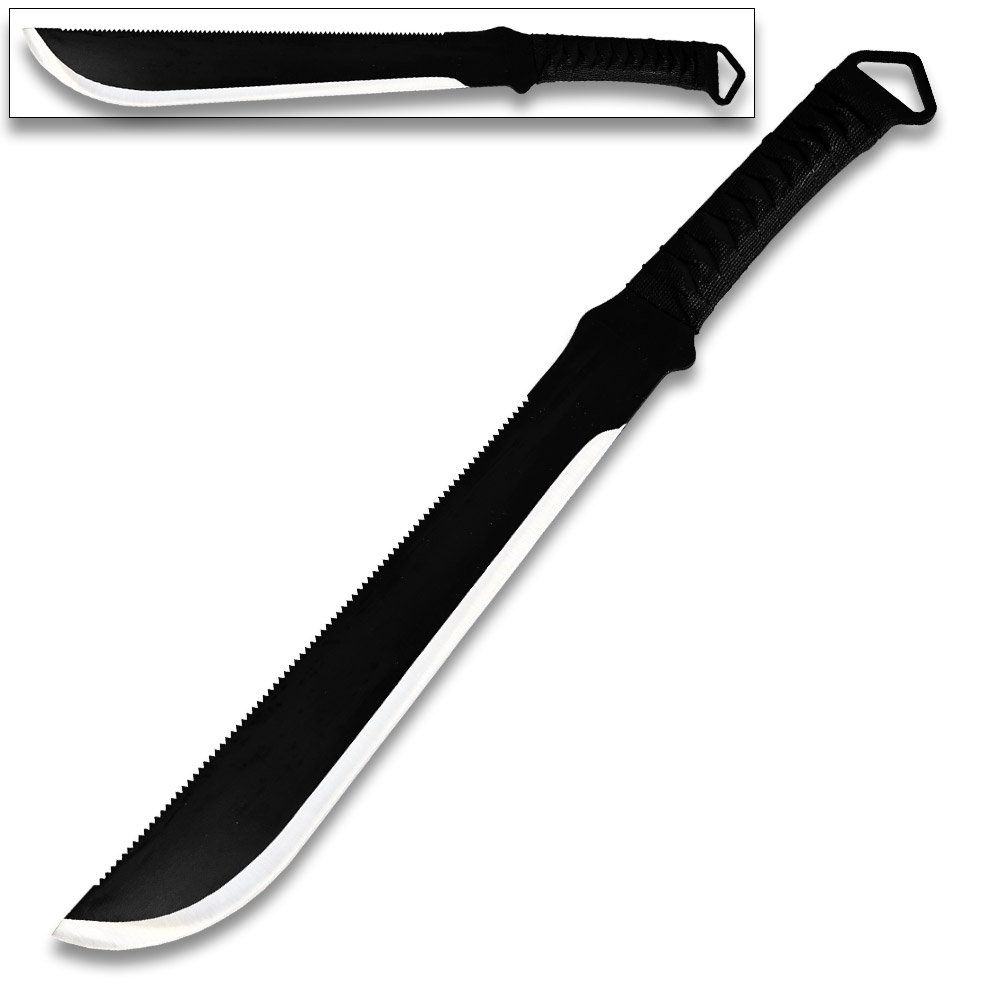 Black Machete Full Tang /Fixed Blade 19" Overal Black Blade