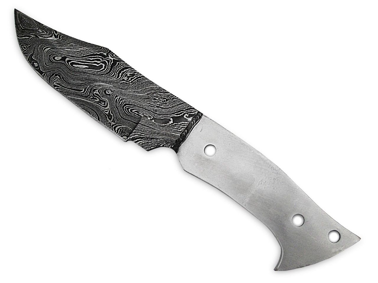1095HC Damascus Steel Clip-Point Knife Blank DIY Make-Your-Own Handle