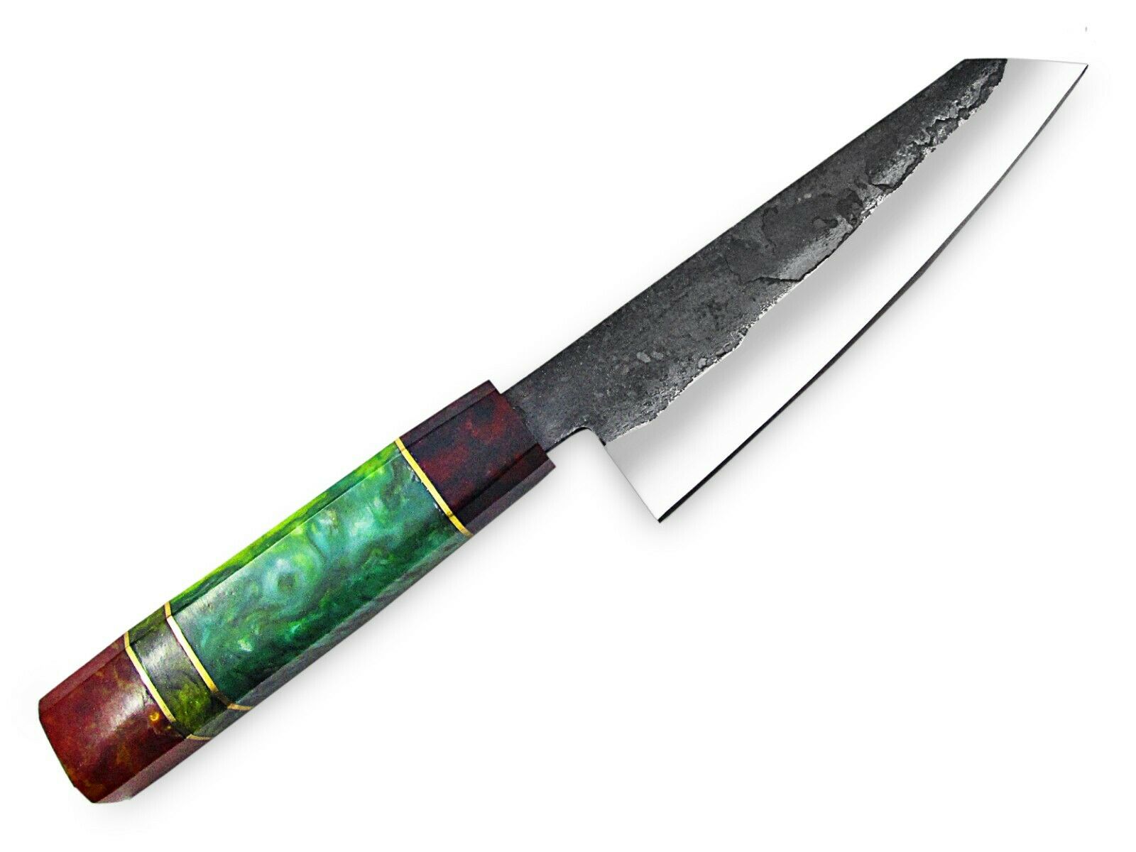 WHITE DEER 1095 Hanf Forged Steel Santoku Tanto Chef Knife Japanese Resin Handle