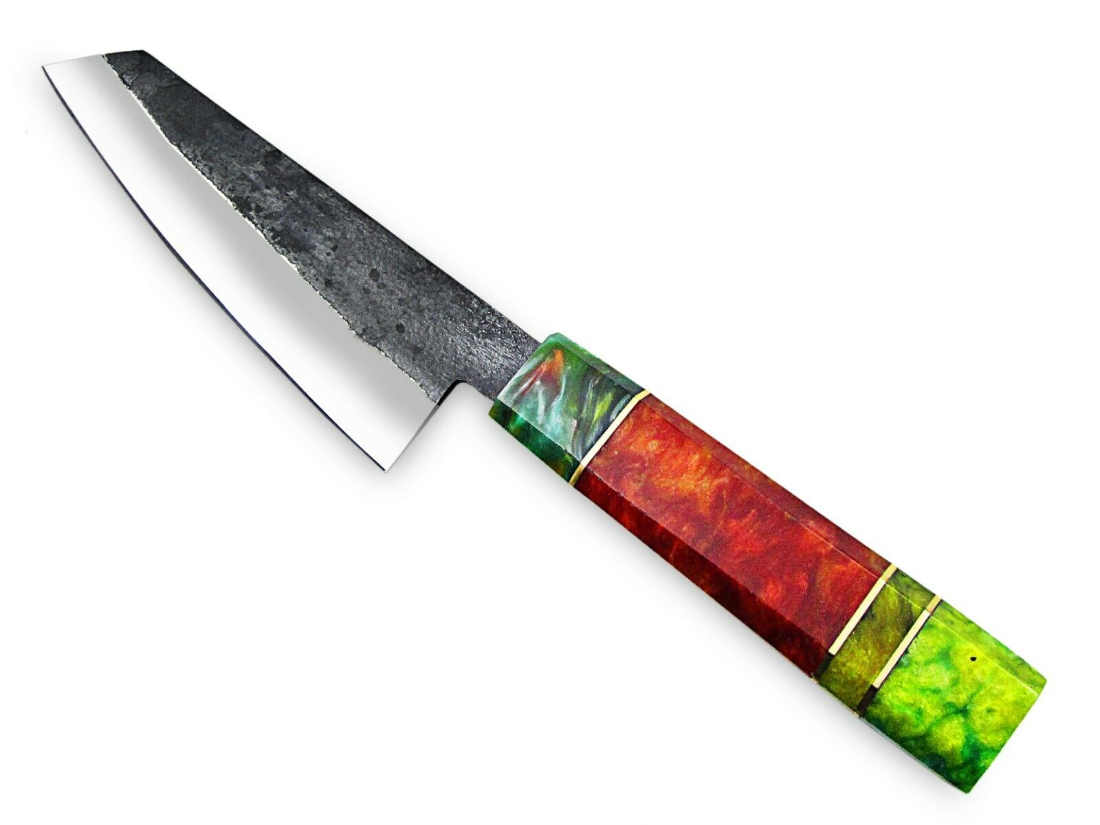 WHITE DEER 1095 Forged Steel Santoku Tanto Chef Knife Japanese Resin Handle